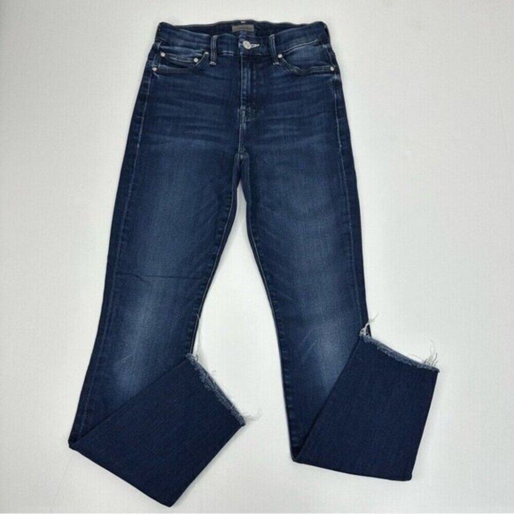 Mother High Waisted Looker Ankle Fray Jeans‎ Tongue and Chic Dark Wash Size 24